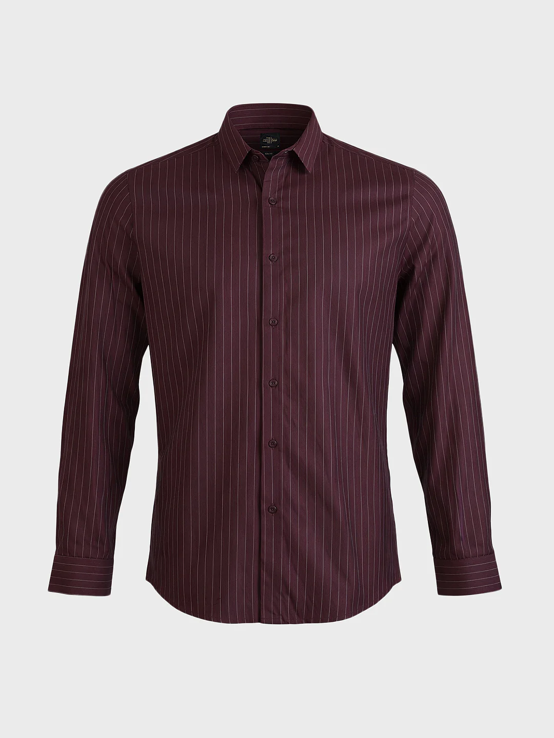 Men's Maroon Slim Fit Striped Casual Shirts - Image 5