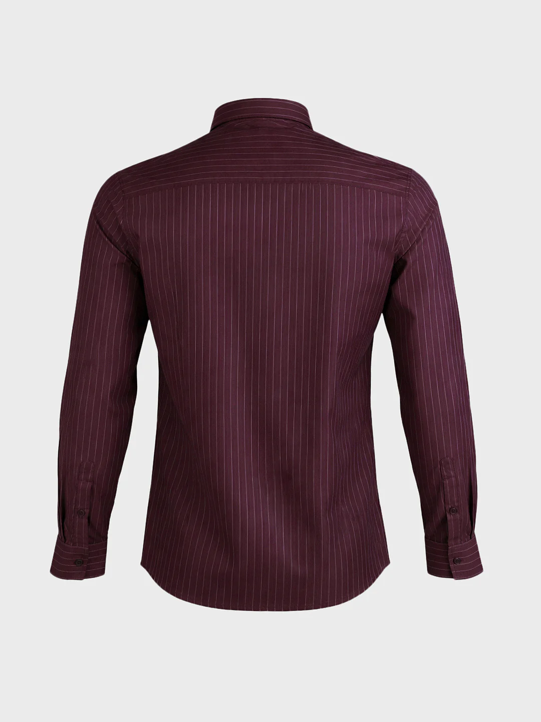 Men's Maroon Slim Fit Striped Casual Shirts - Image 6