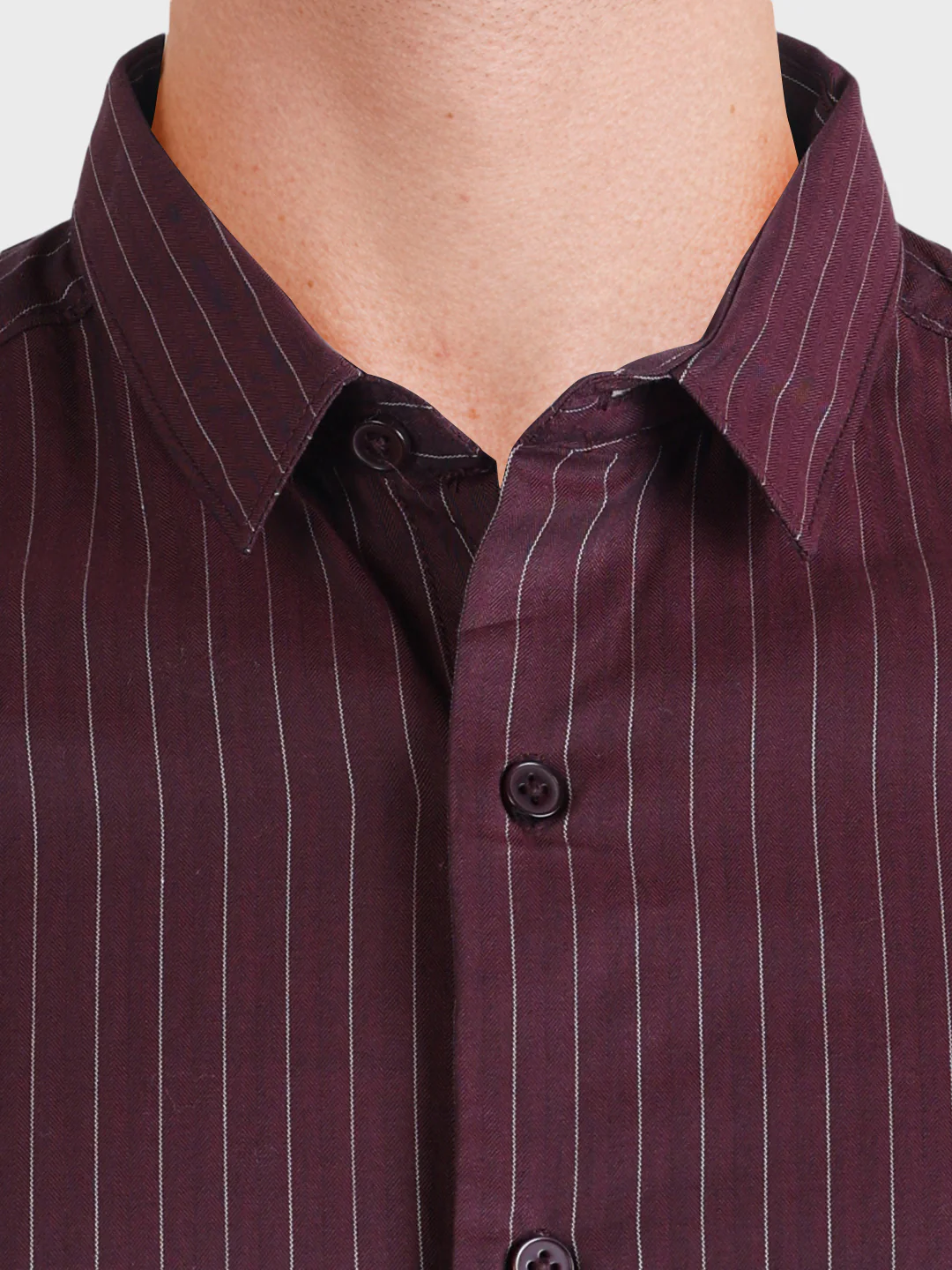 Men's Maroon Slim Fit Striped Casual Shirts - Image 7