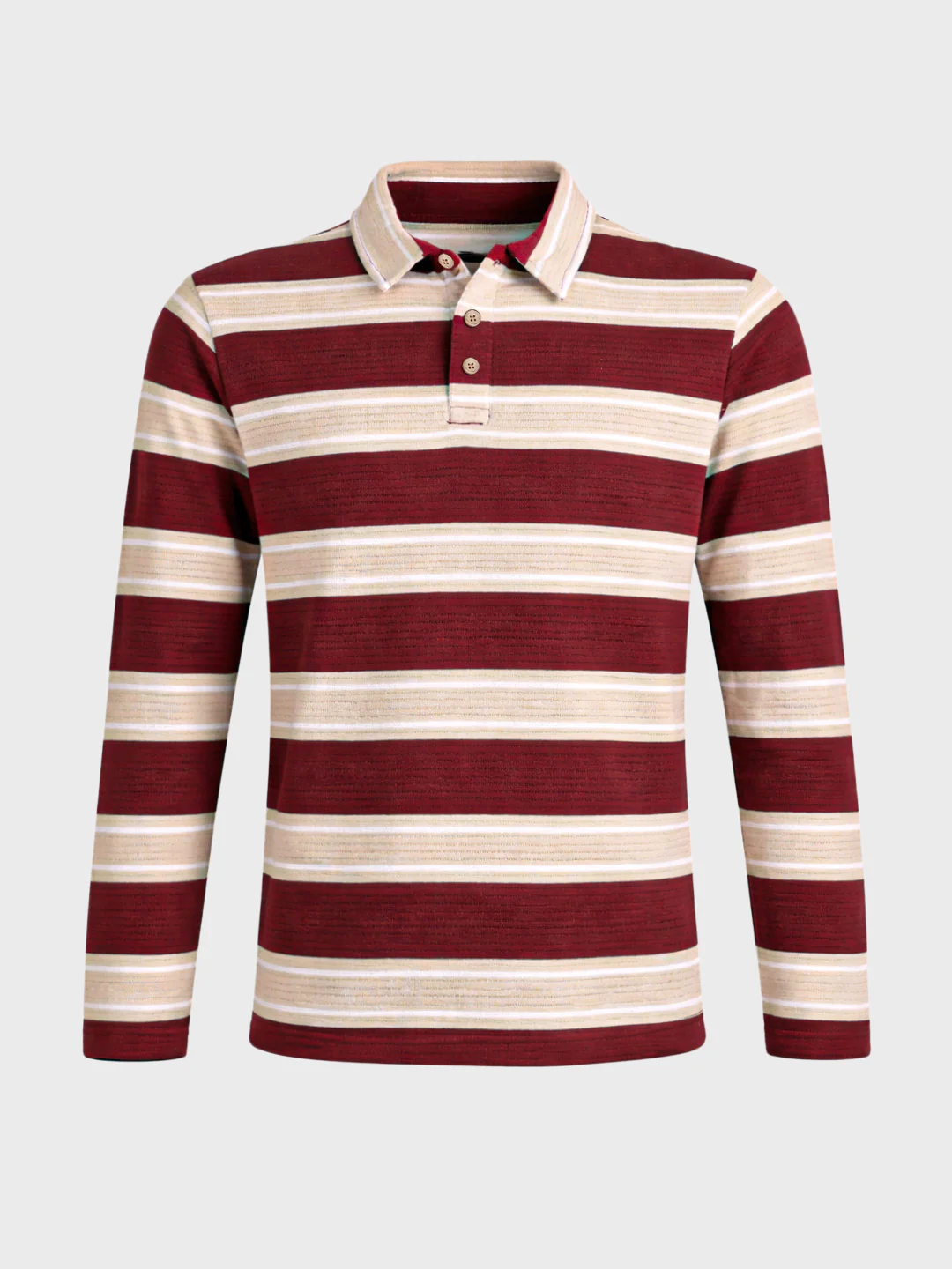Men's Maroon Slim Fit Striped Casual T-Shirt - Image 6