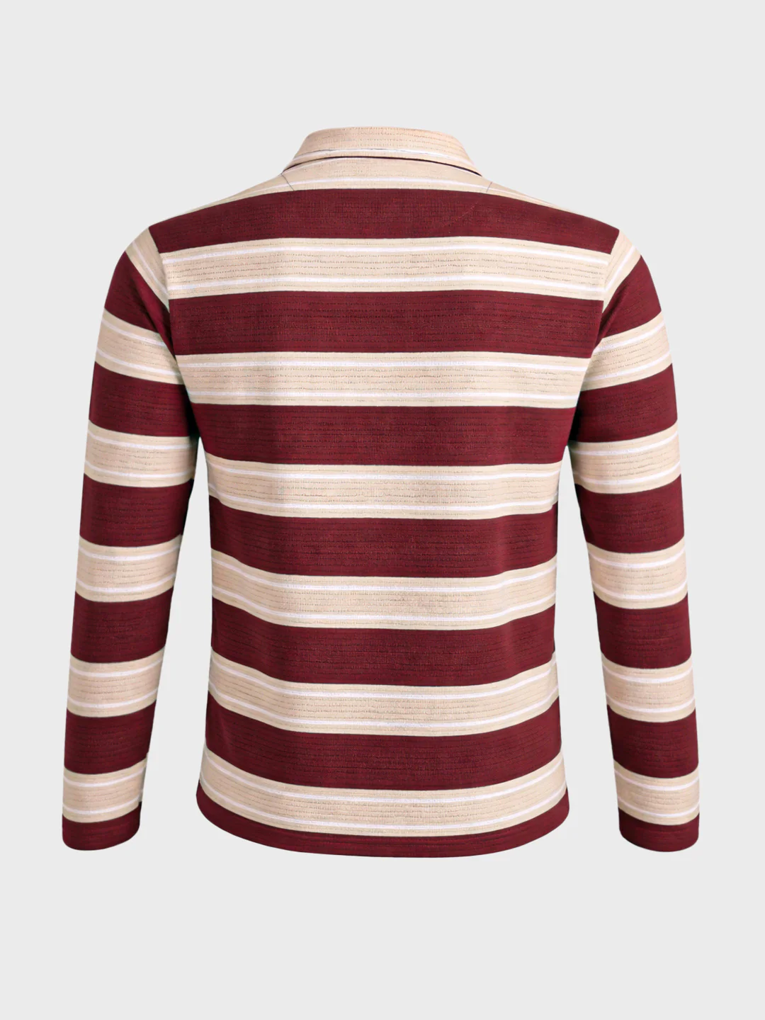 Men's Maroon Slim Fit Striped Casual T-Shirt - Image 7