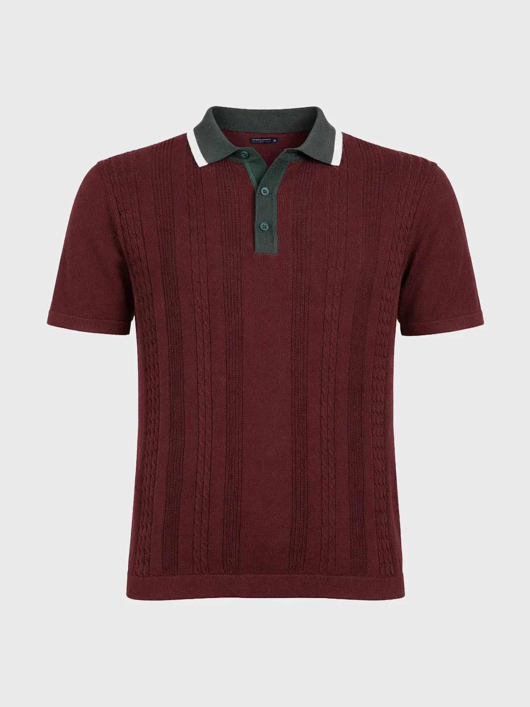Men's Maroon Slim Fit Textured Flat Knit T-Shirt - Image 5