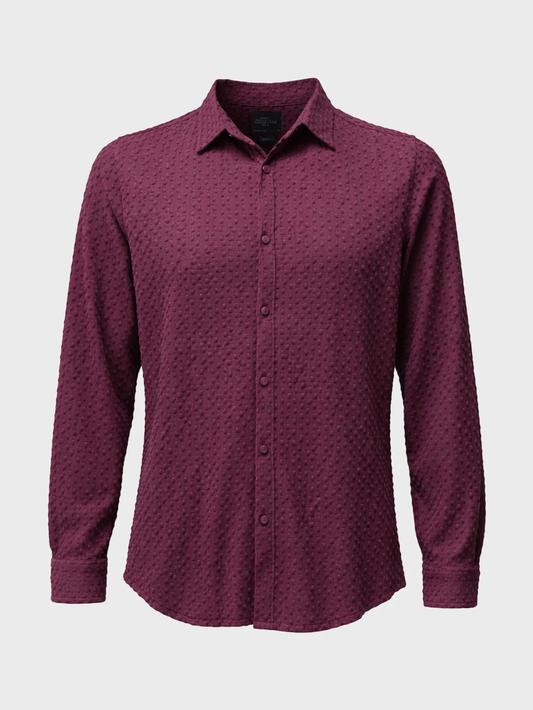 Men's Maroon Slim Fit Textured Party Wear Shirt - Image 5