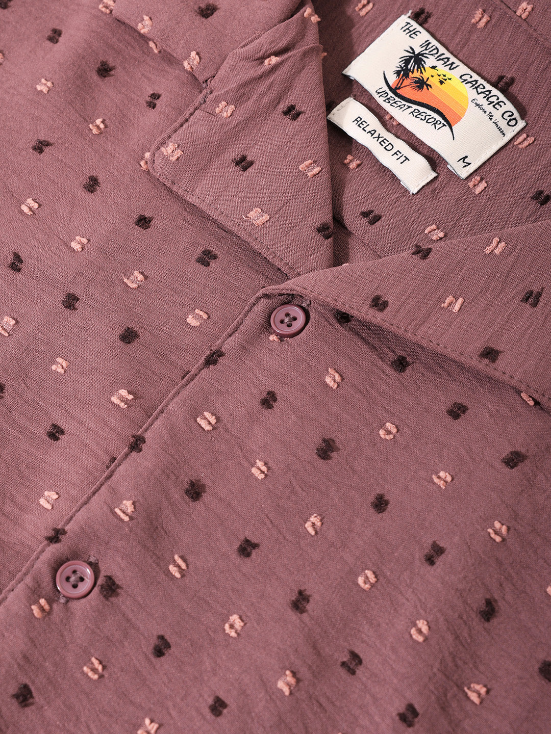 Men's Red Relaxed Fit Resort Wear Textured Shirt - Image 5