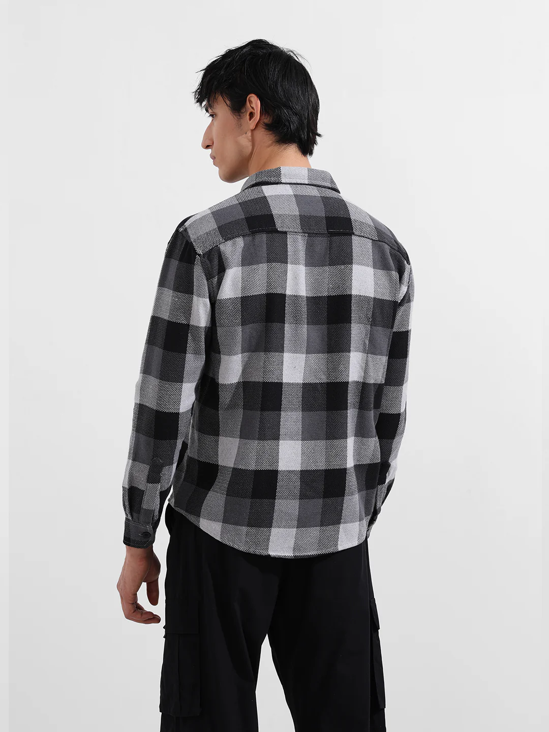 Men's Melange Relaxed Fit Casual Checkered Shirt - Image 6