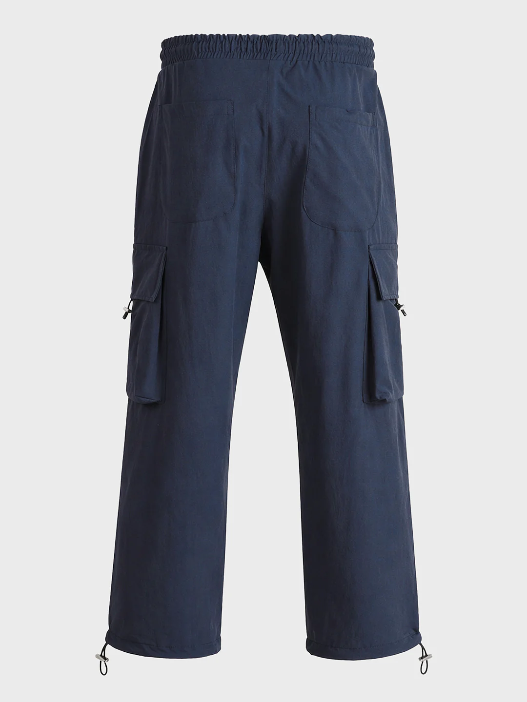 Men's Navy Blue Baggy Fit Solid Utility Cargos - Image 8