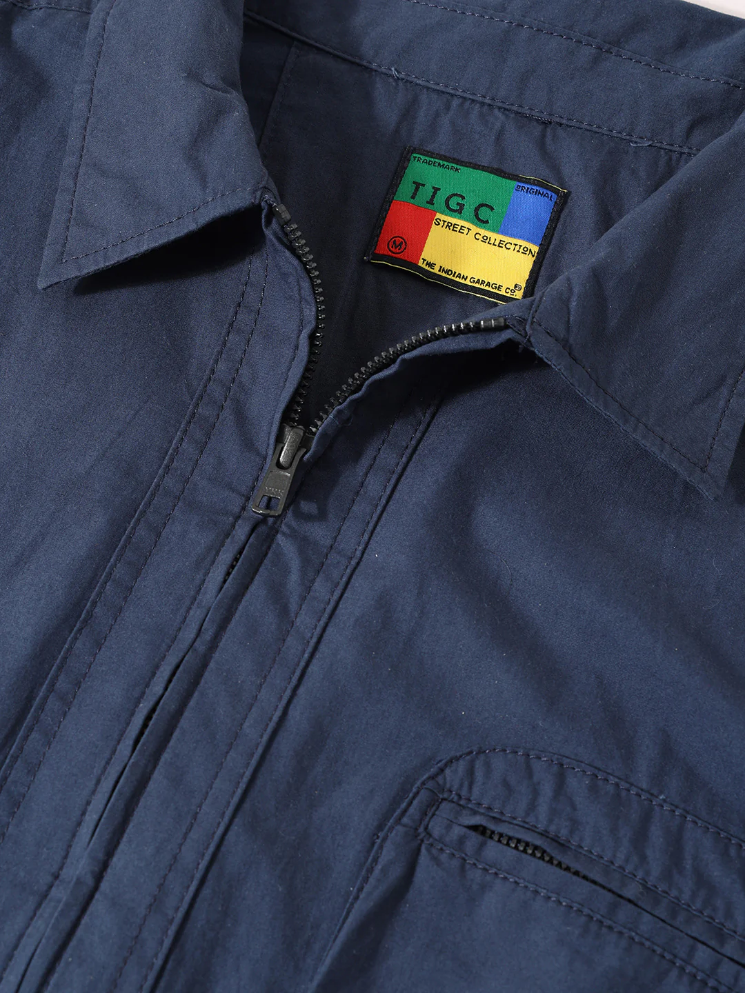 Men's Navy Blue Boxy Fit Solid Korean Street Shirt - Image 5