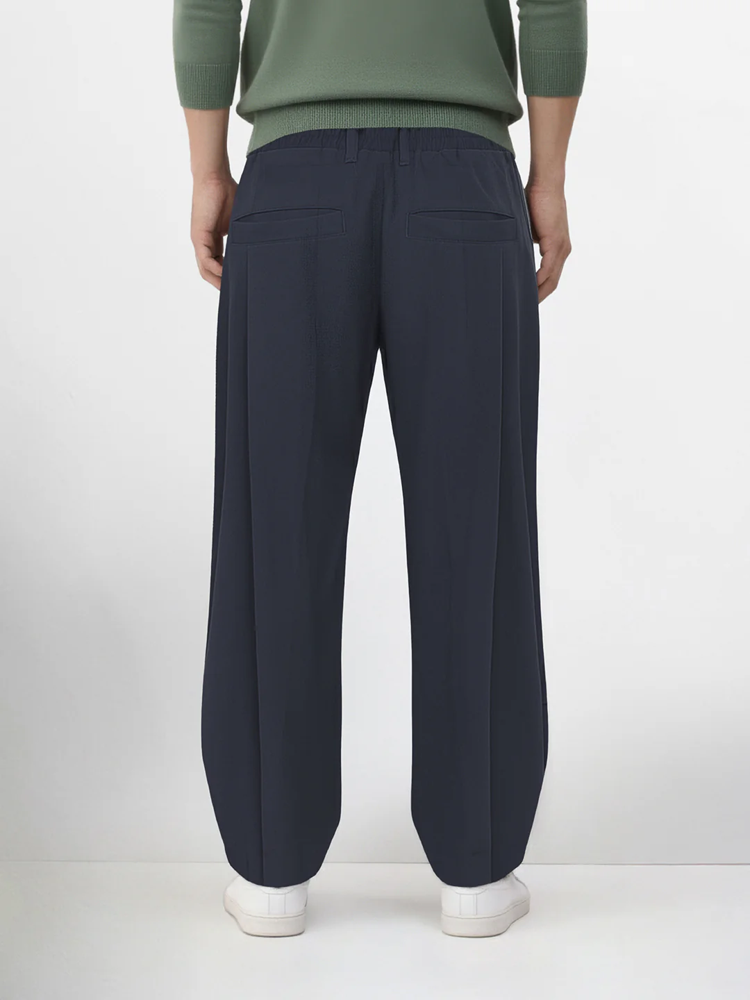 Men's Navy Blue Loose Fit Solid Utility Trousers - Image 2