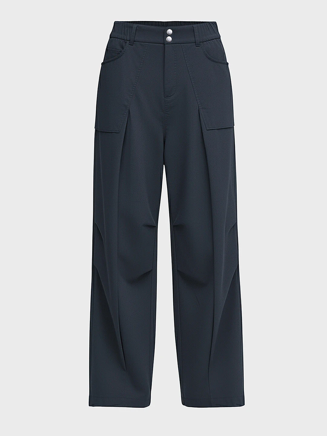 Men's Navy Blue Loose Fit Solid Utility Trousers - Image 3