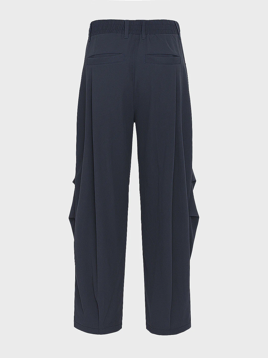 Men's Navy Blue Loose Fit Solid Utility Trousers - Image 4