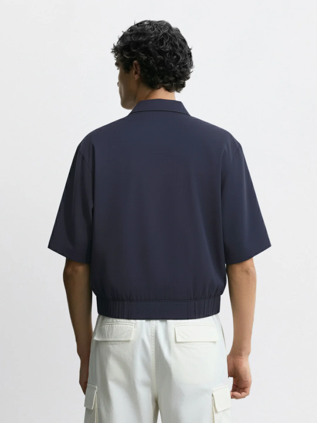 Men's Navy Blue Oversized Fit Solid Warner Bros Jacket - Image 2