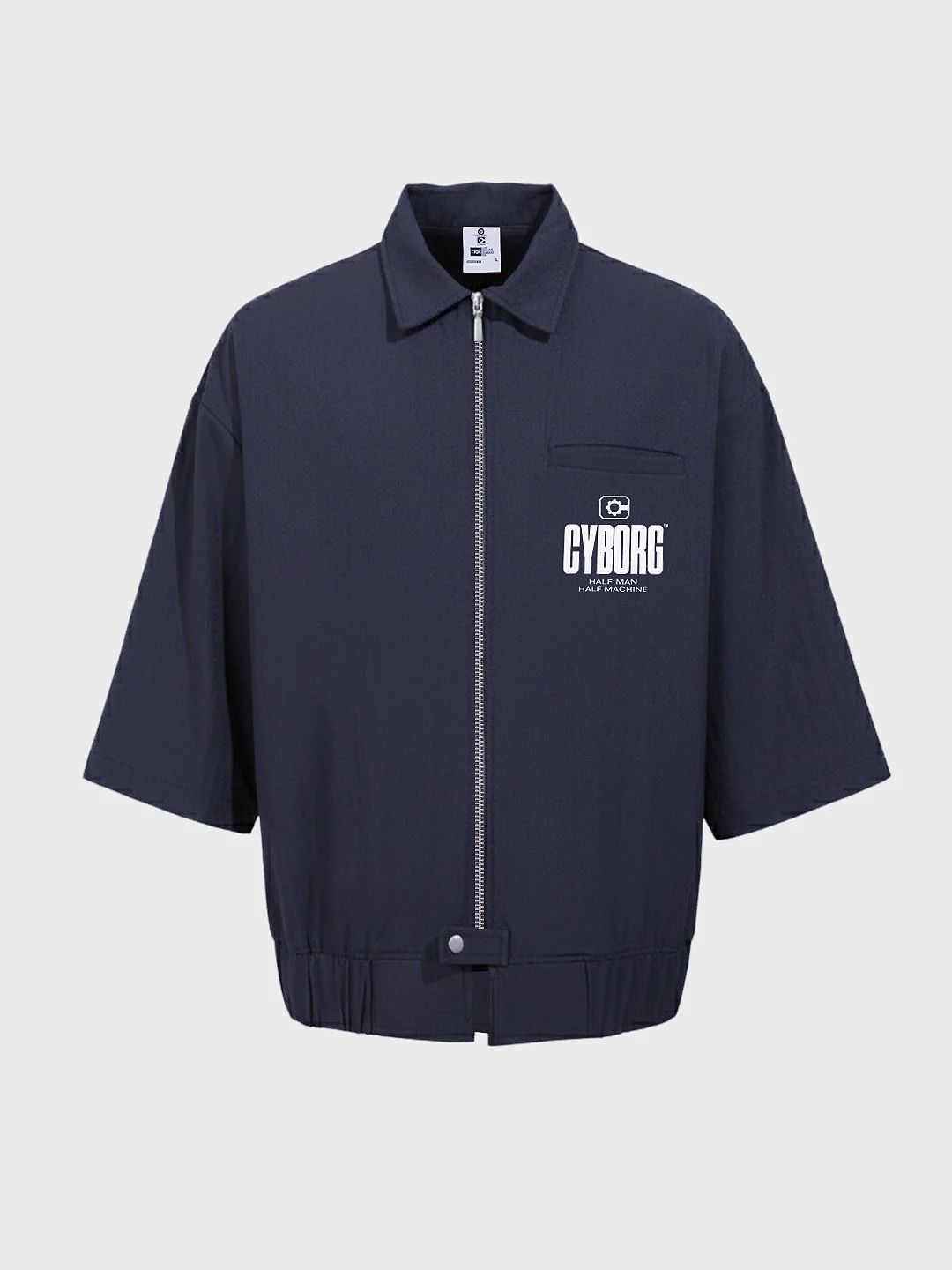 Men's Navy Blue Oversized Fit Solid Warner Bros Jacket - Image 3