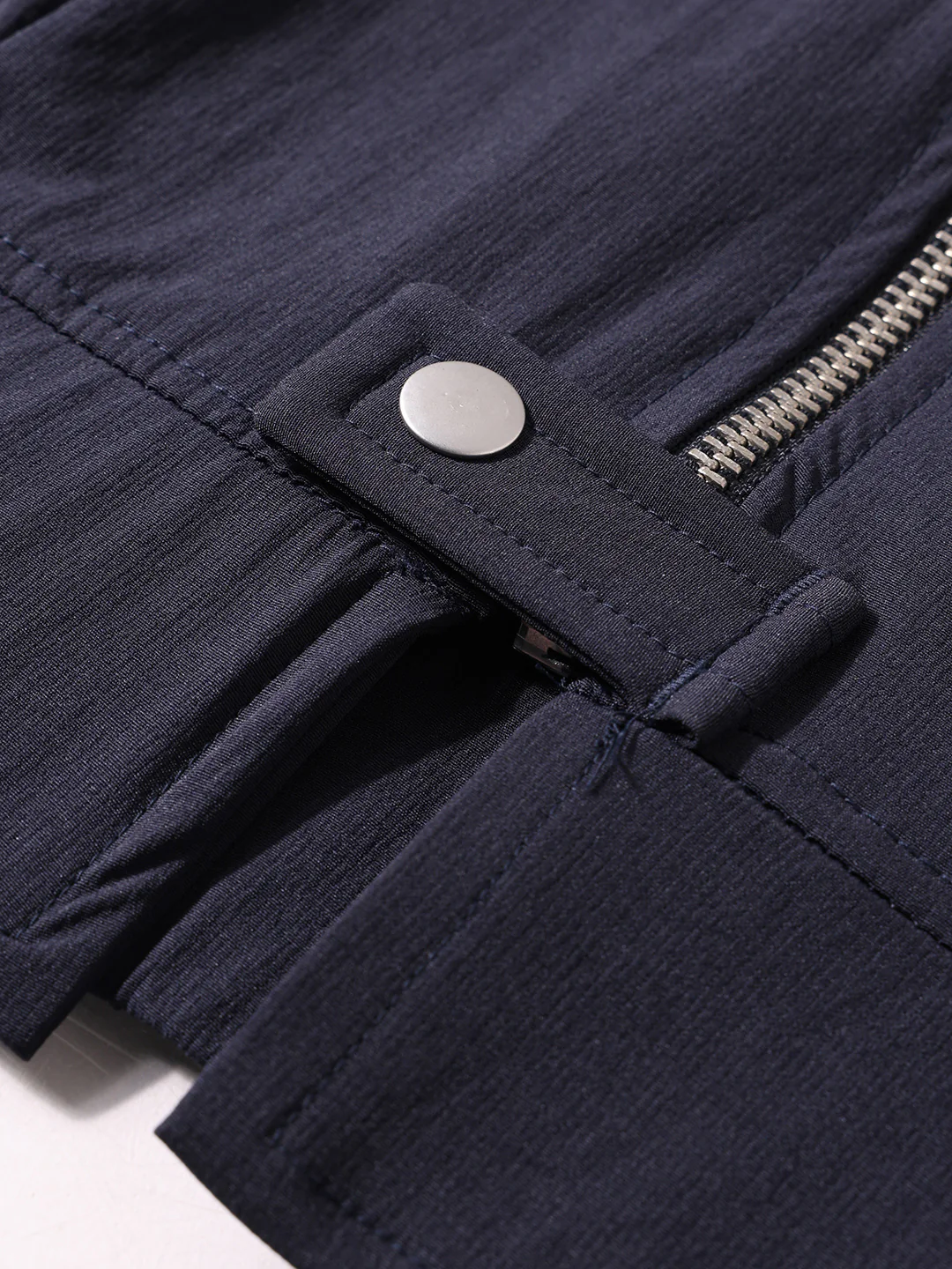 Men's Navy Blue Oversized Fit Solid Warner Bros Jacket - Image 7