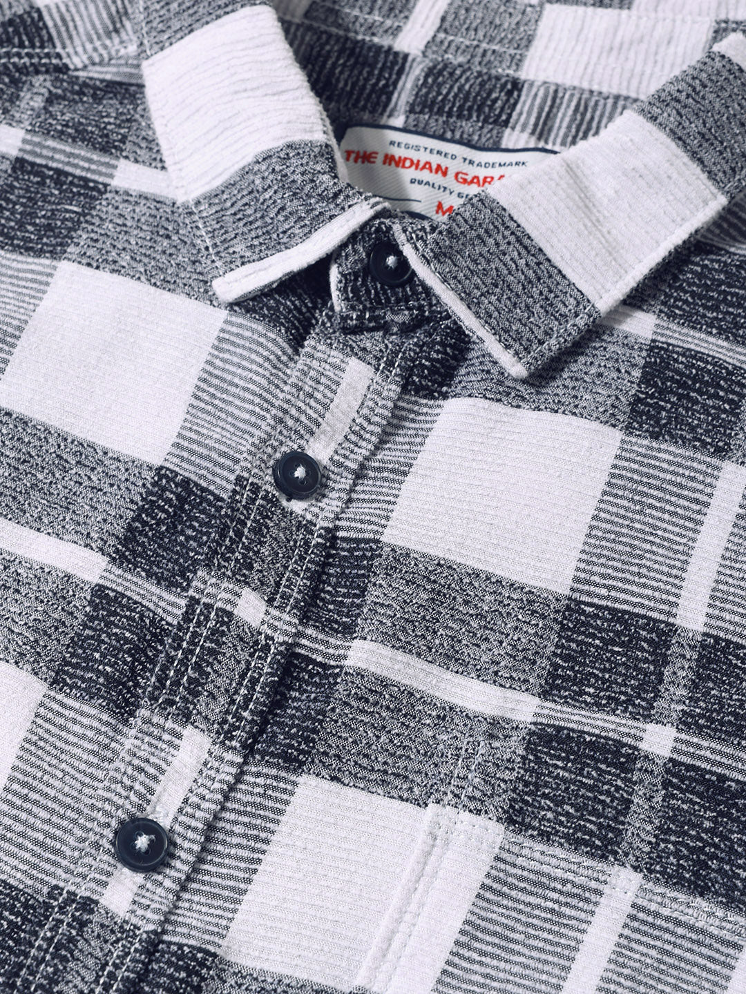 Men's Navy Blue Regular Fit Checkered Casual Shirt - Image 3