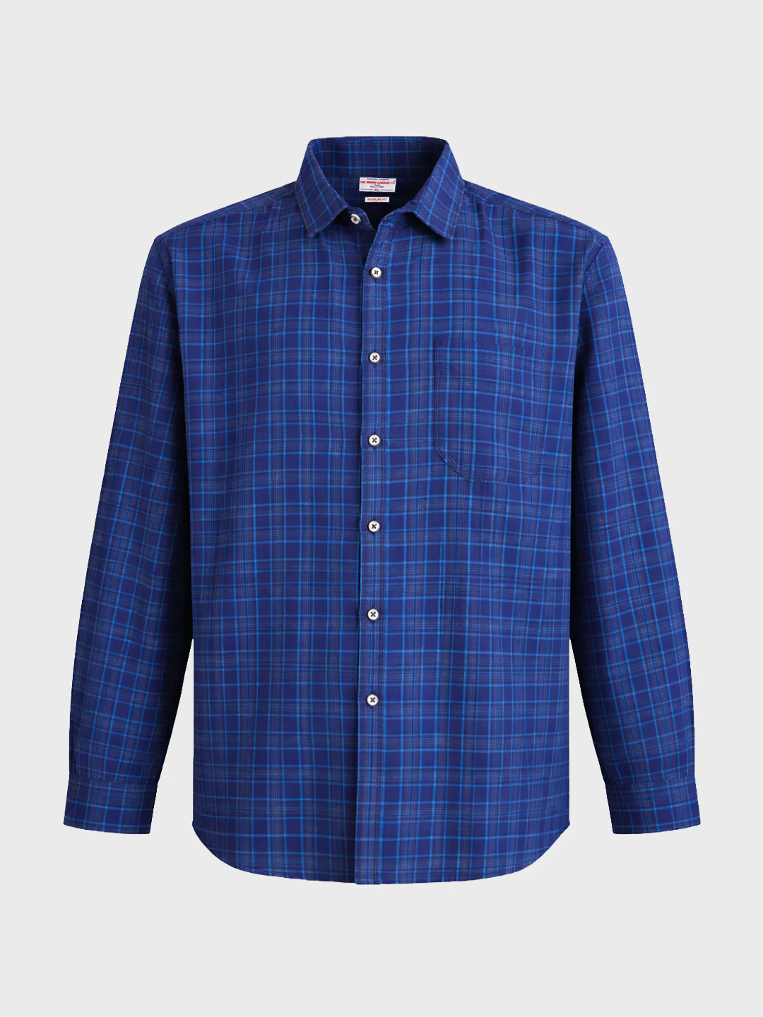 Men's Navy Blue Regular Fit Checkered Casual Shirt - Image 4