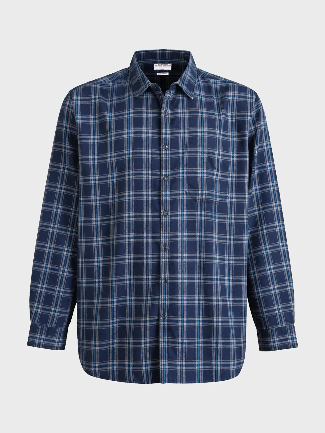 Men's Navy Blue Regular Fit Checkered Casual Shirt - Image 4