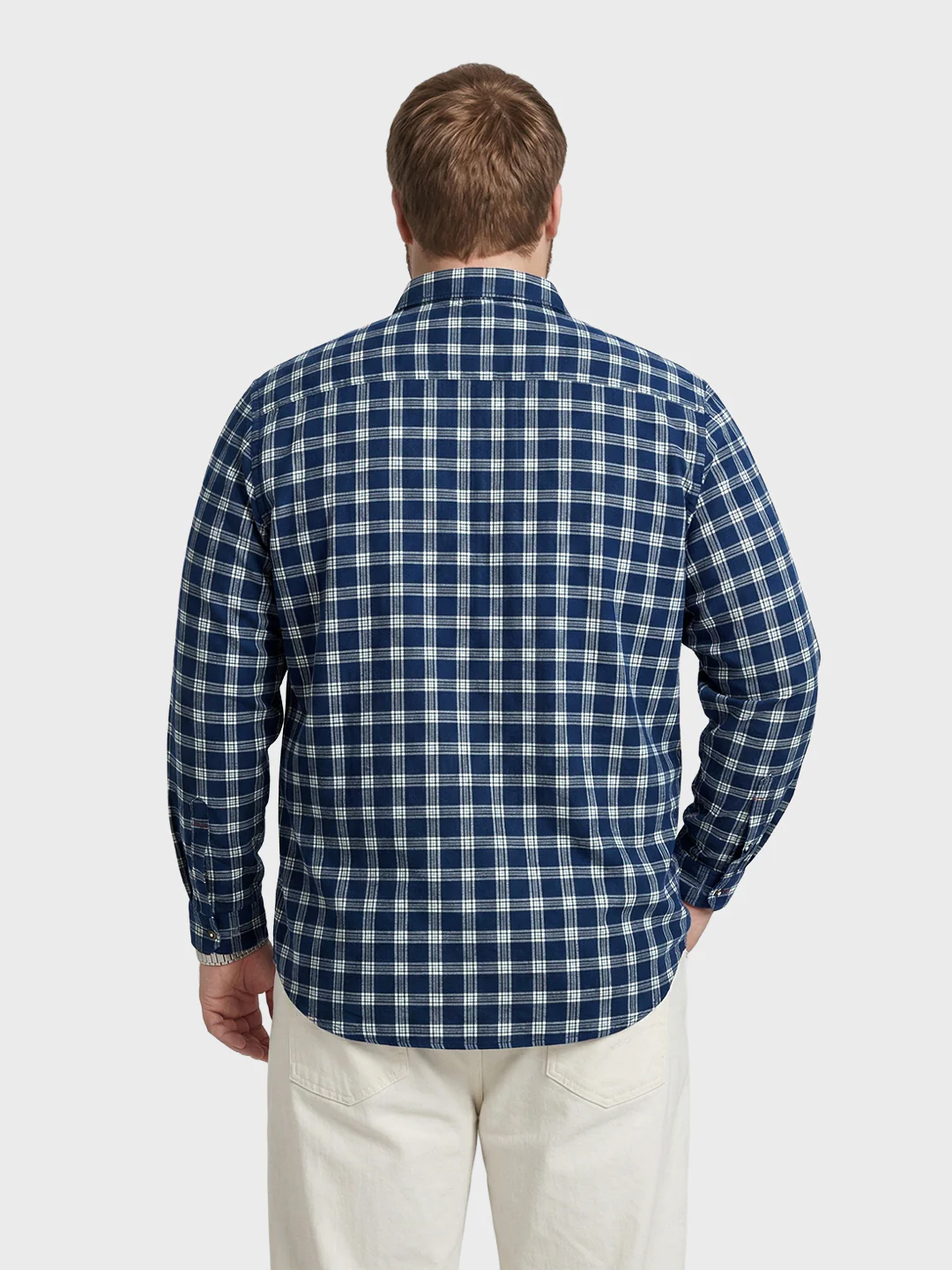 Men's Navy Blue Regular Fit Checkered Casual Shirt - Image 3