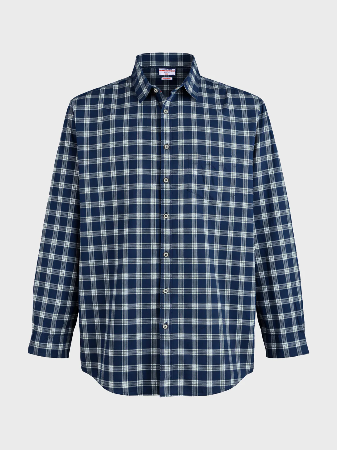 Men's Navy Blue Regular Fit Checkered Casual Shirt - Image 4