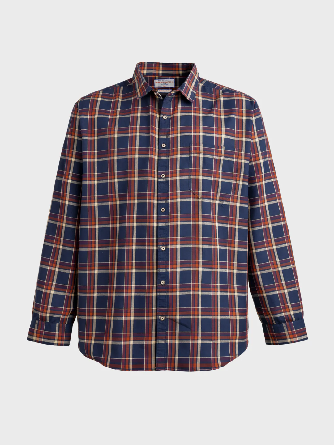 Men's Navy Blue Regular Fit Checkered Casual Shirt - Image 4