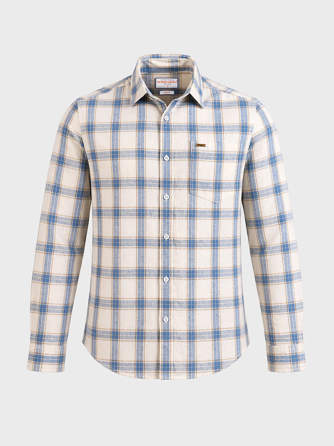 Men's Navy Blue Regular Fit Checkered Casual Shirts - Image 6