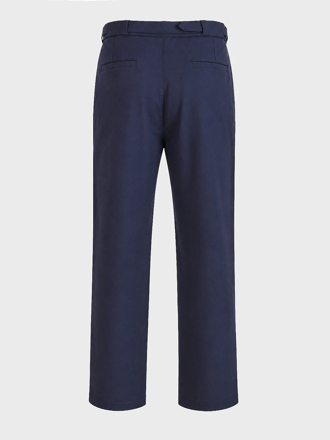 Men's Navy Blue Regular Fit Solid Casual Trousers - Image 8