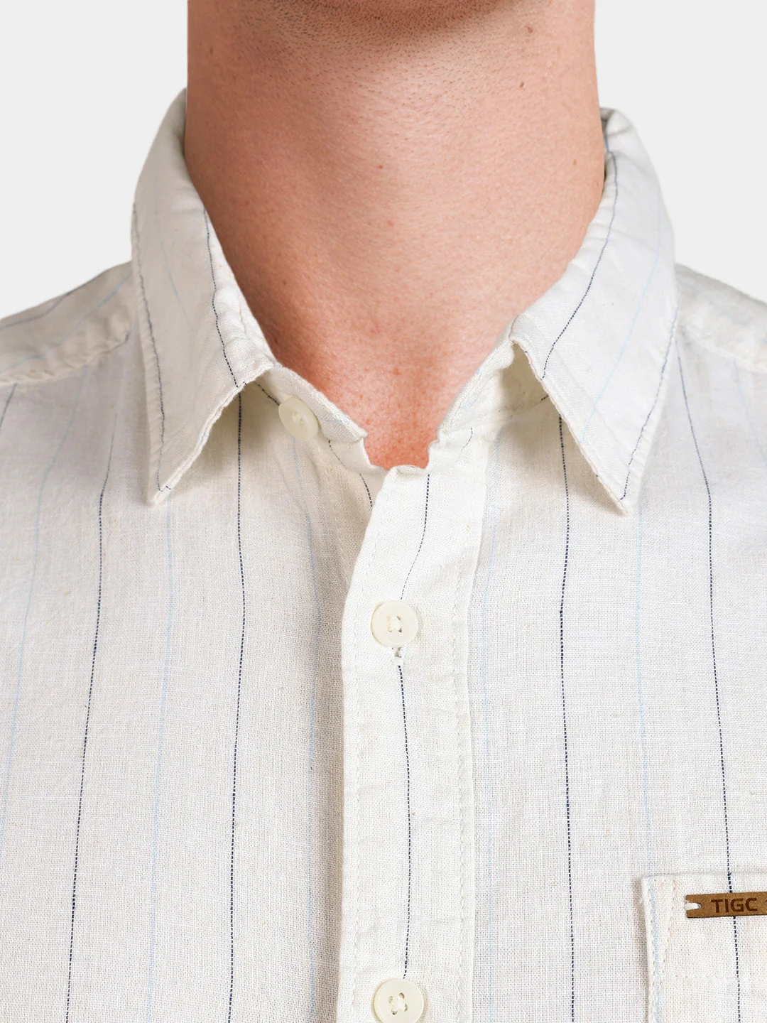Men's Navy Blue Regular Fit Striped Casual Shirts - Image 3