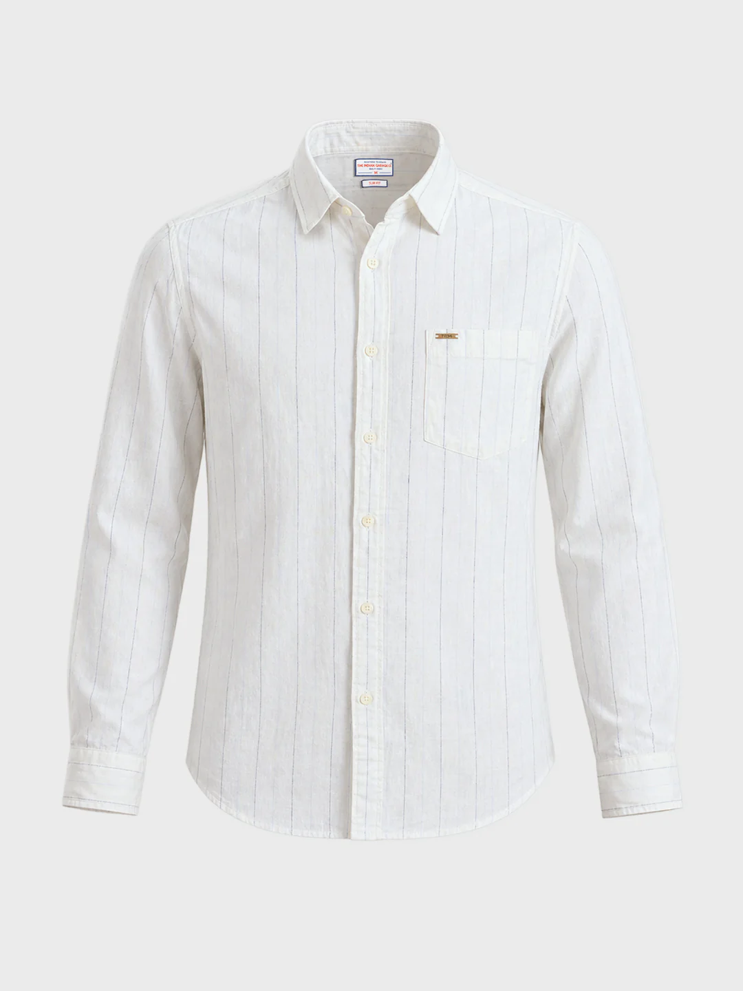 Men's Navy Blue Regular Fit Striped Casual Shirts - Image 6