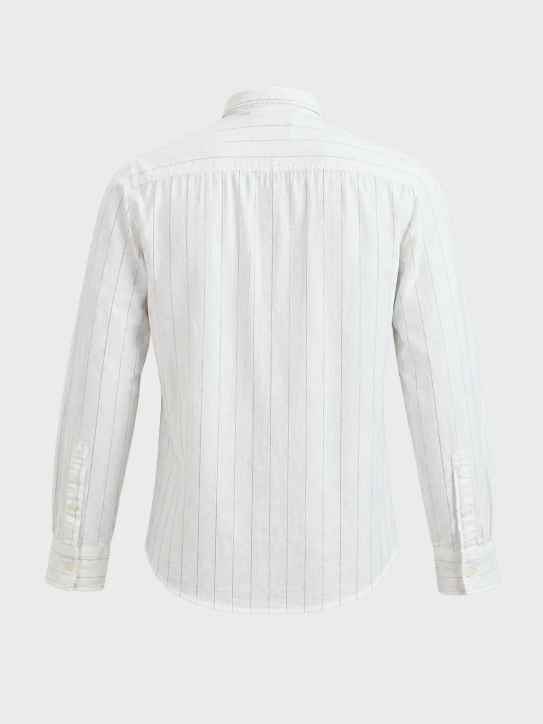 Men's Navy Blue Regular Fit Striped Casual Shirts - Image 7
