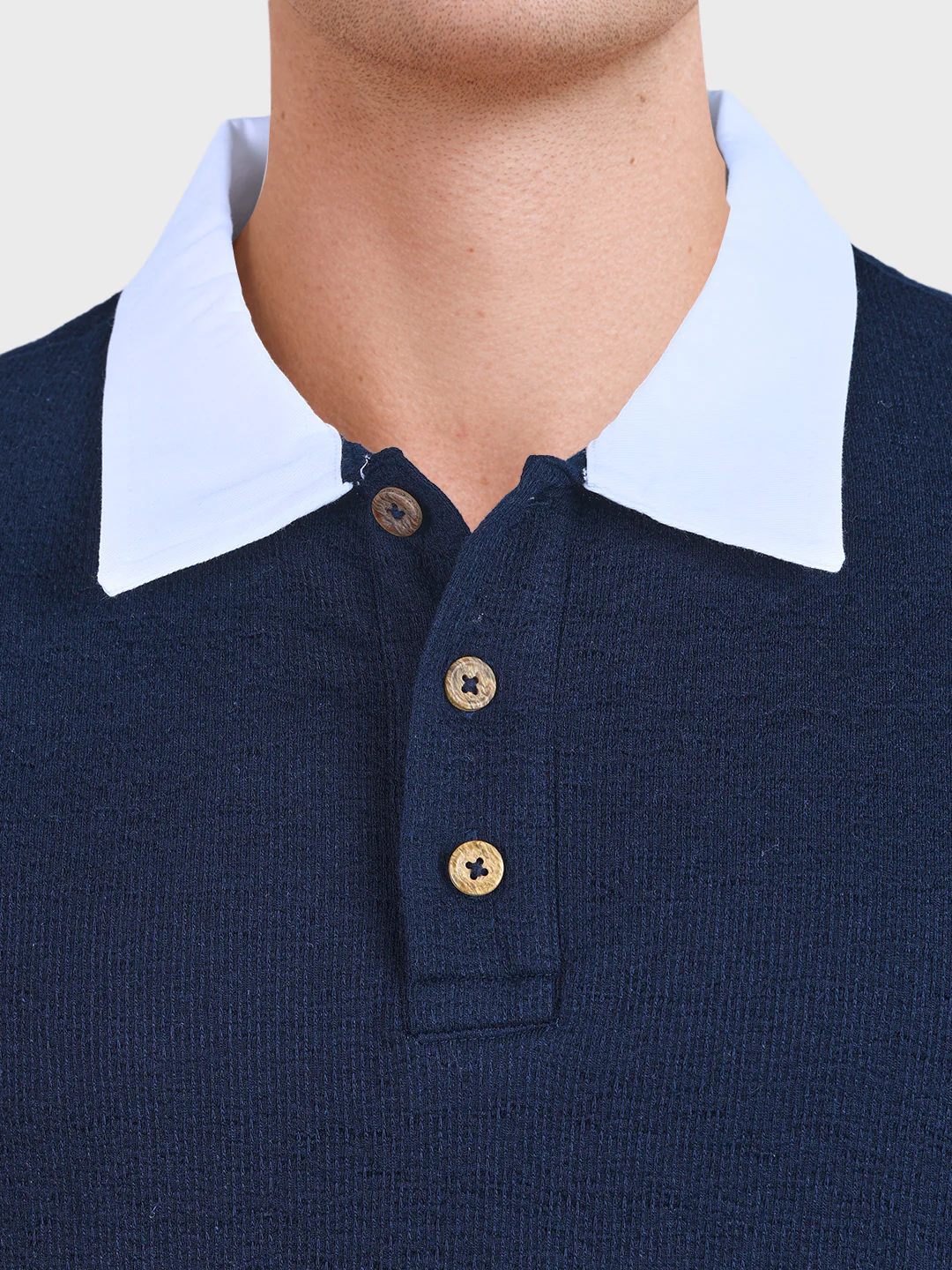 Men's Navy Blue Regular Fit Striped Casual T-Shirt - Image 7