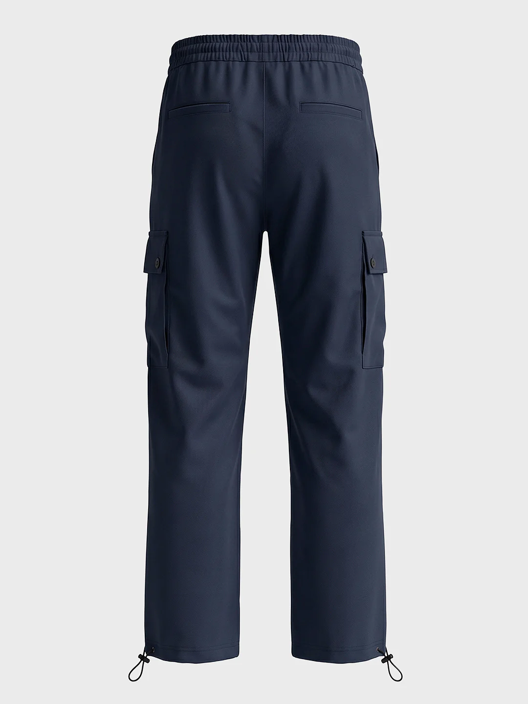 Men's Navy Blue Relaxed Fit Solid Utility Cargo - Image 7
