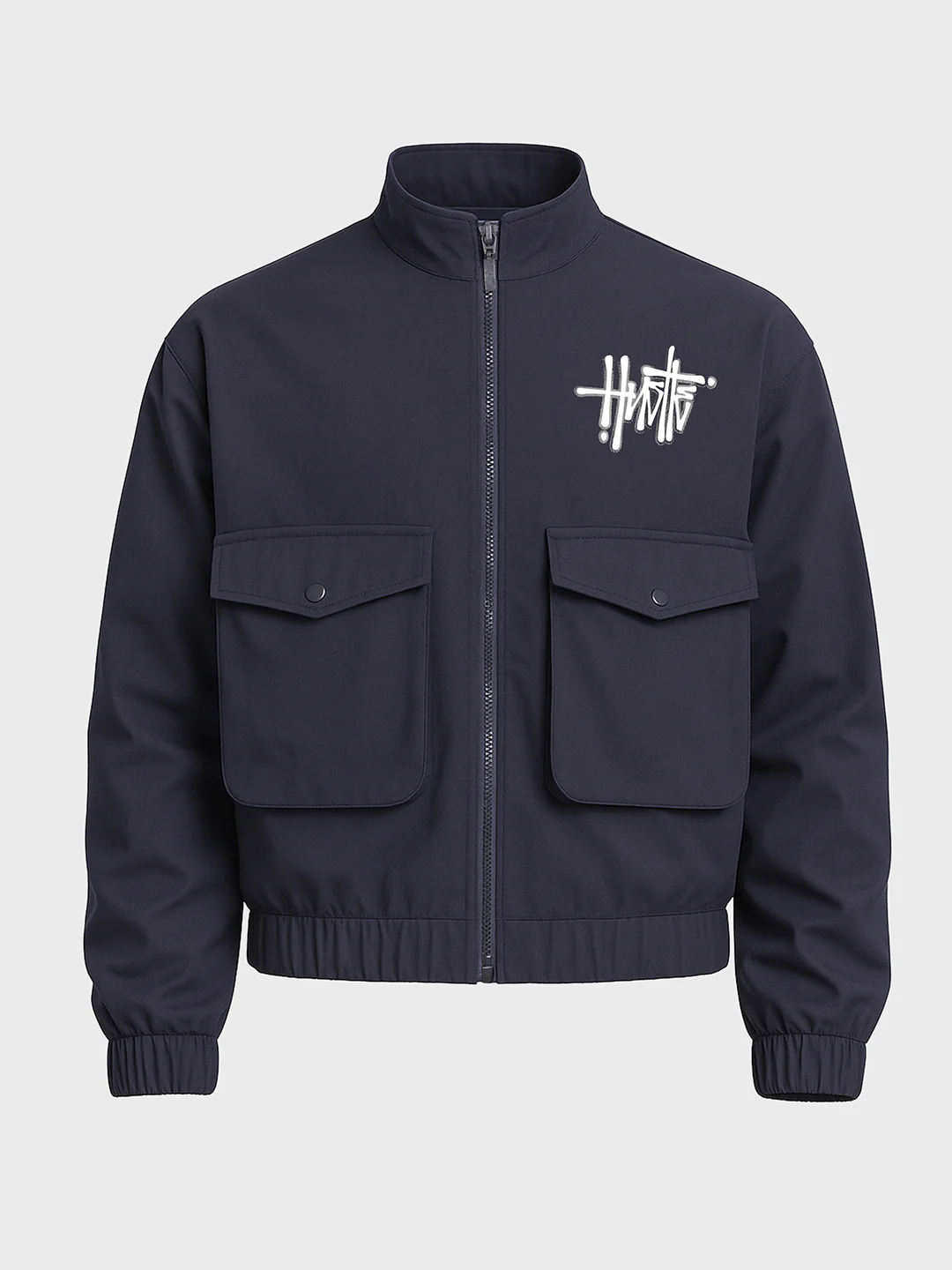 Men's Navy Blue Relaxed Fit Solid Utility Jacket - Image 3