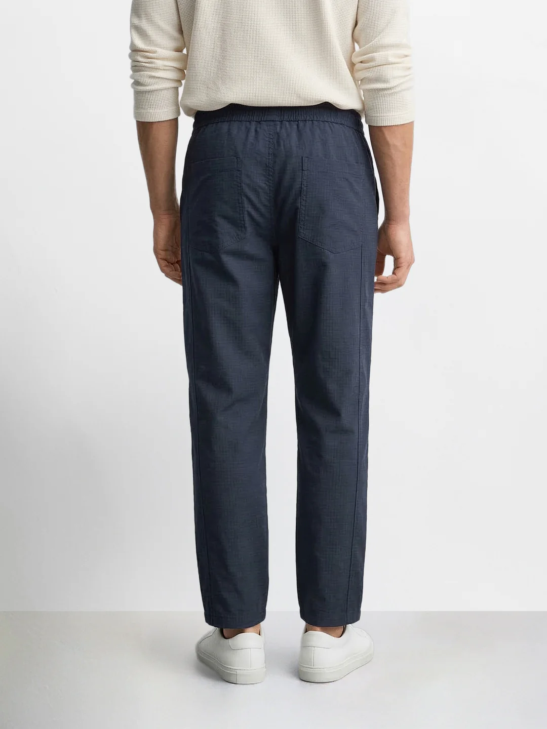 Men's Navy Blue Relaxed Fit Solid Utility Joggers - Image 4