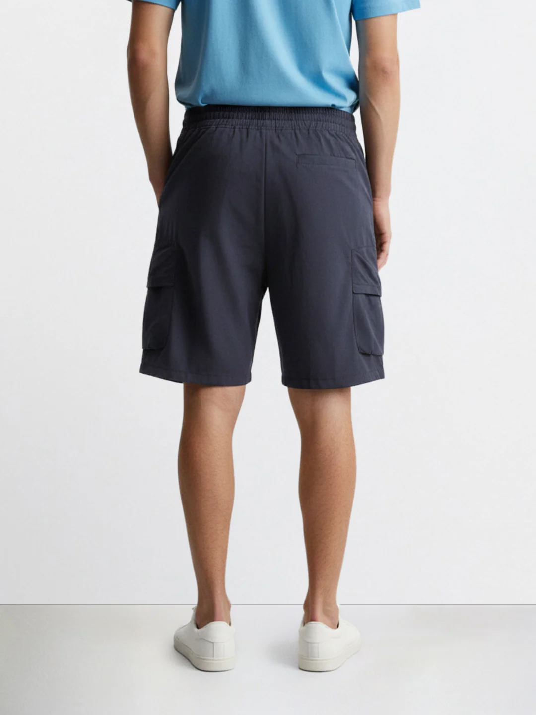 Men's Navy Blue Relaxed Fit Solid Utility Shorts - Image 2