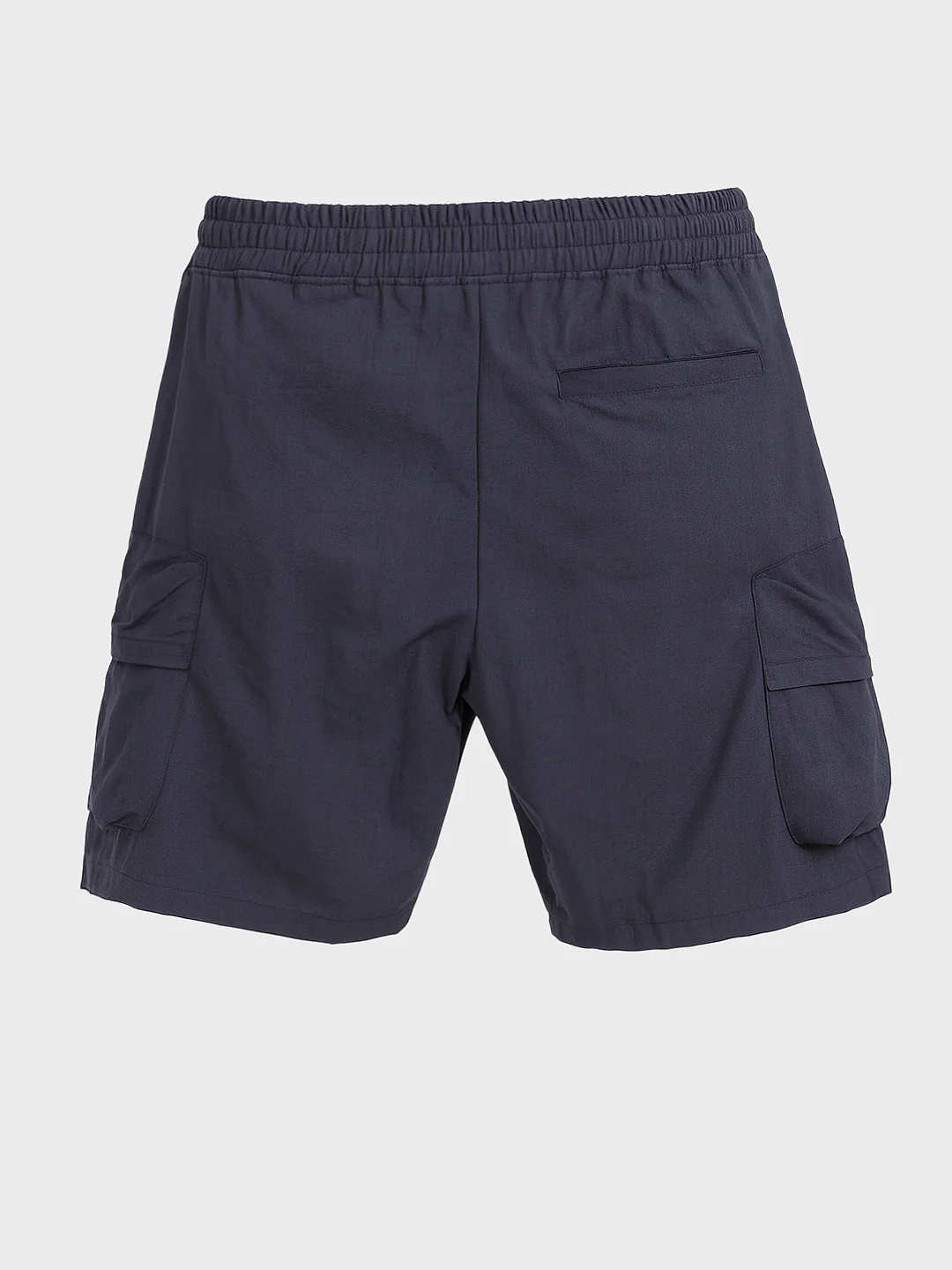 Men's Navy Blue Relaxed Fit Solid Utility Shorts - Image 5