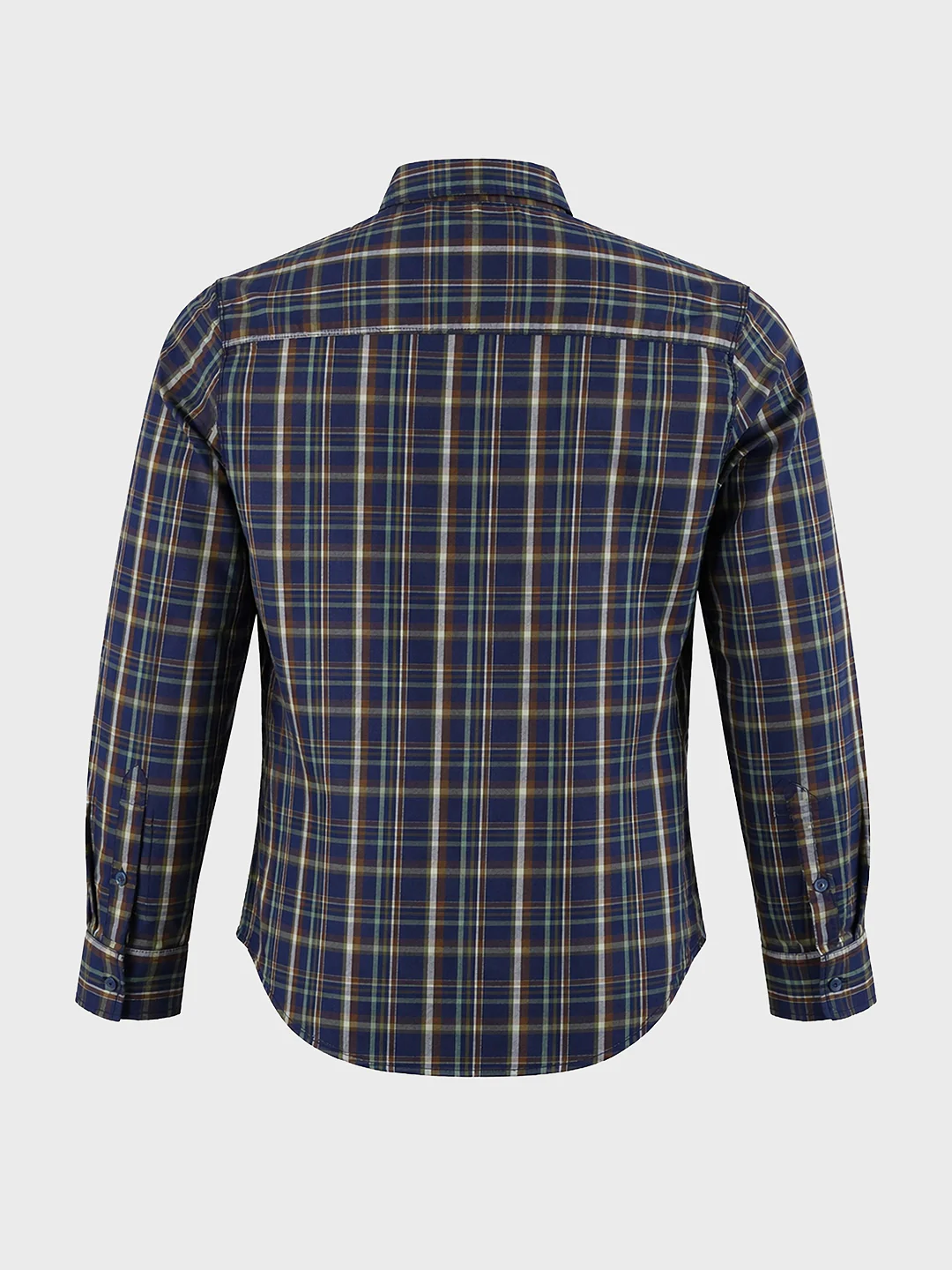 Men's Navy Blue Slim Fit Checkered Casual Shirts - Image 7