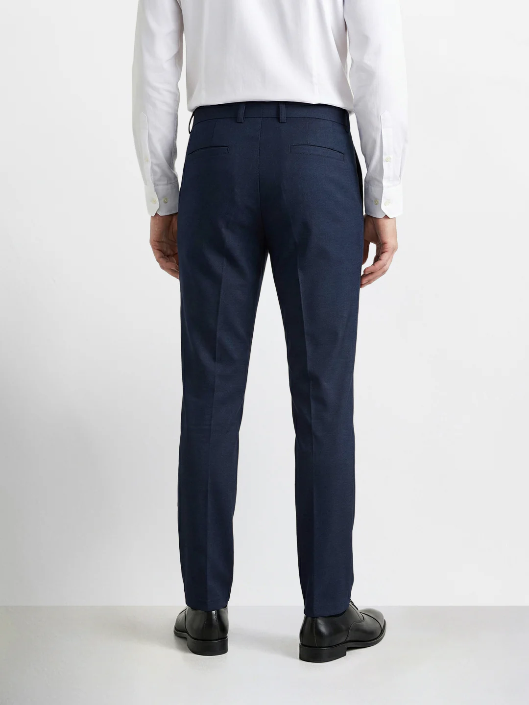 Men's Navy Blue Slim Fit Solid Formal Chinos - Image 4