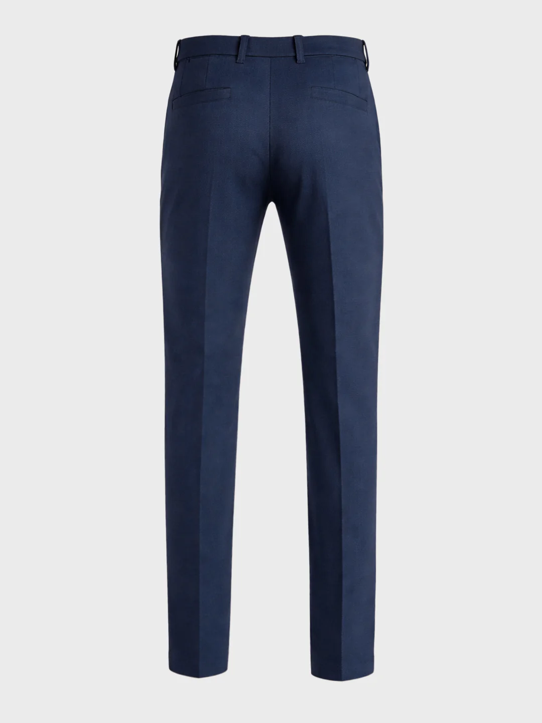 Men's Navy Blue Slim Fit Solid Formal Chinos - Image 7