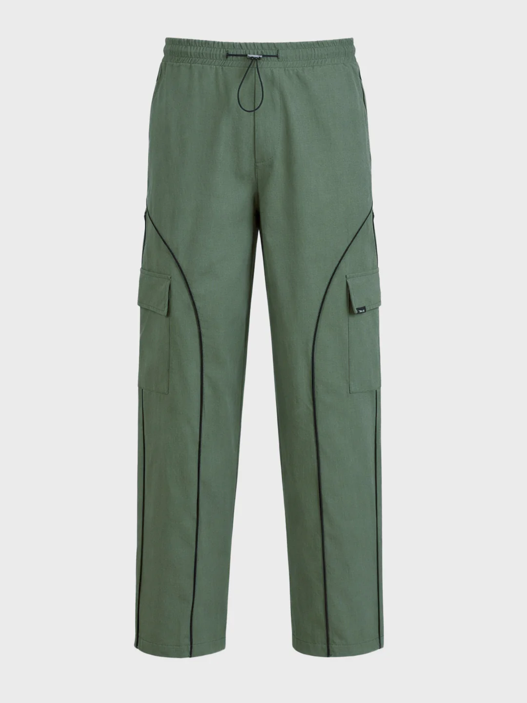 Men's Olive Baggy Fit Solid Utility Cargo - Image 6