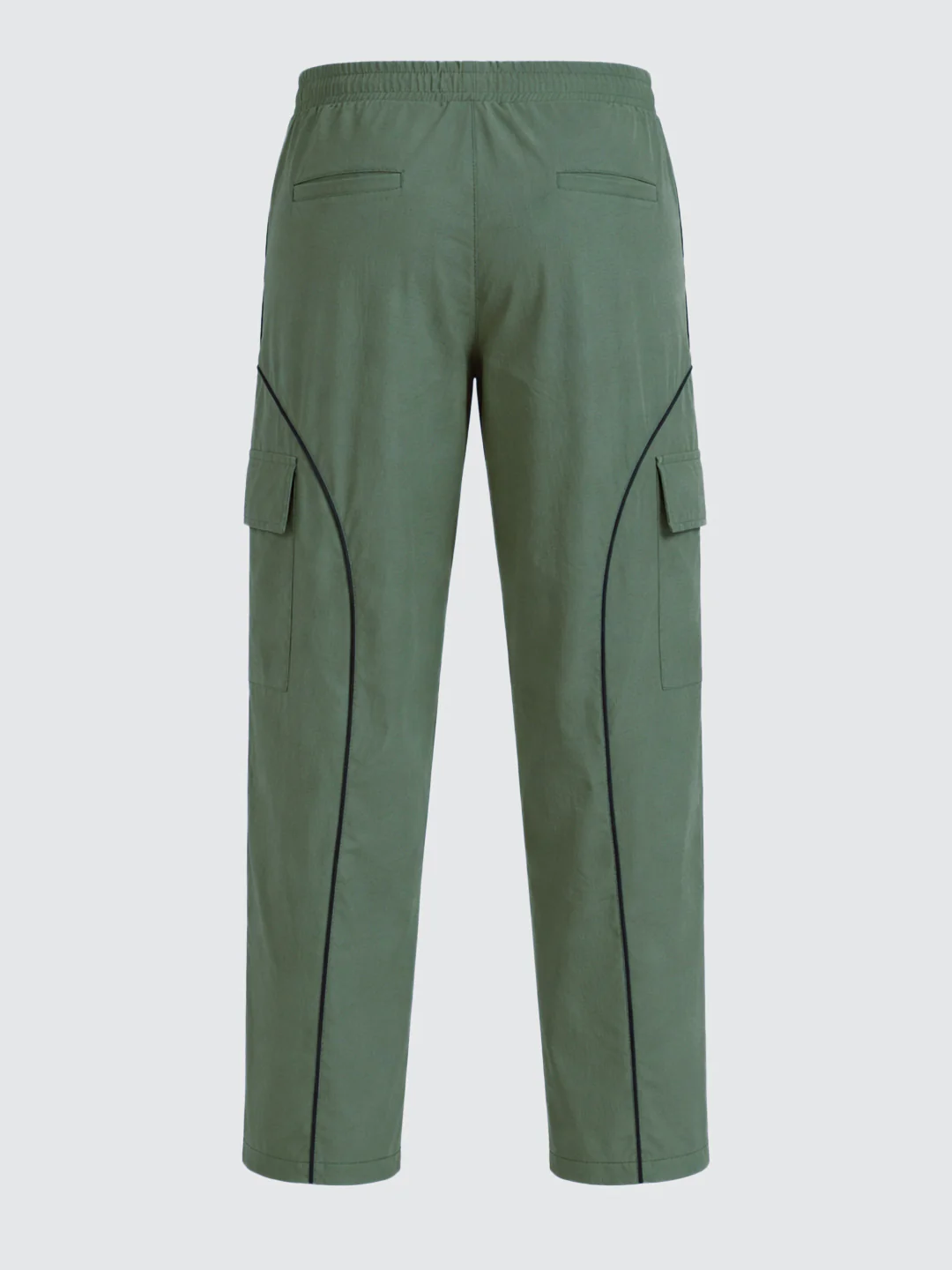 Men's Olive Baggy Fit Solid Utility Cargo - Image 7