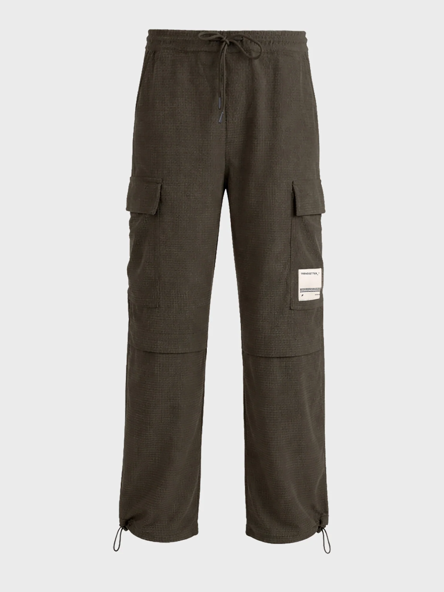 Men's Olive Baggy Fit Textured Utility Cargo - Image 5