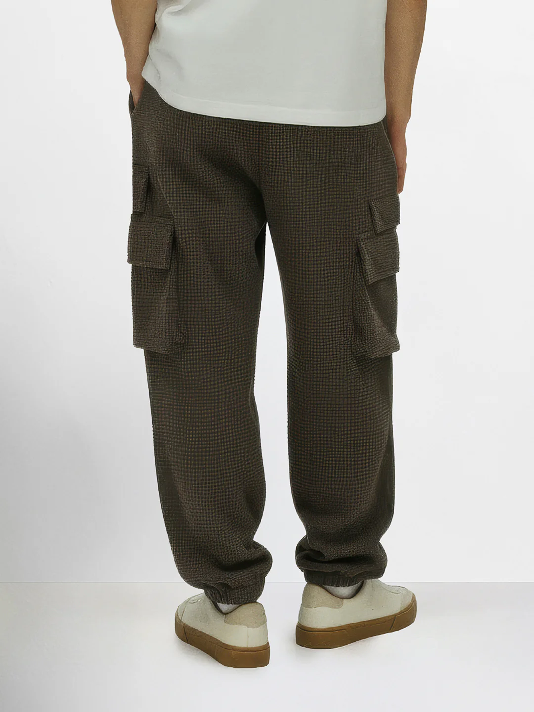 Men's Olive Loose Fit Solid Utility Joggers - Image 2