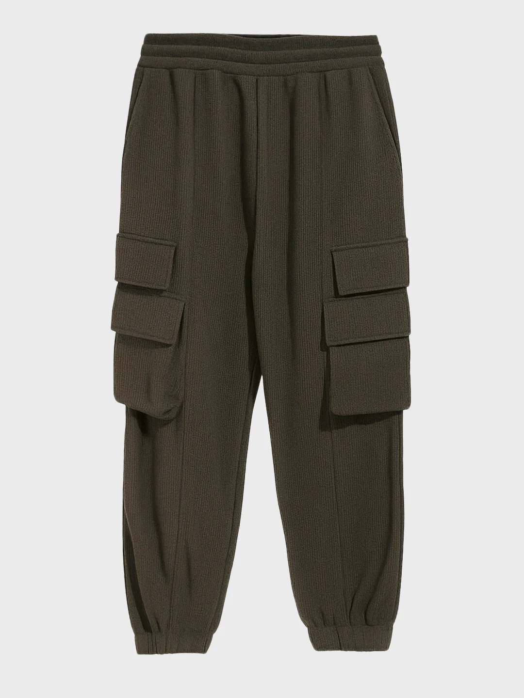 Men's Olive Loose Fit Solid Utility Joggers - Image 4