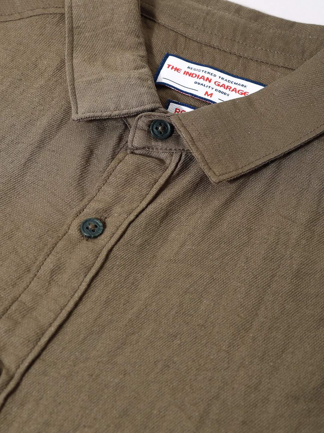 Men's Olive Regular Fit Casual Solid Shirt - Image 3