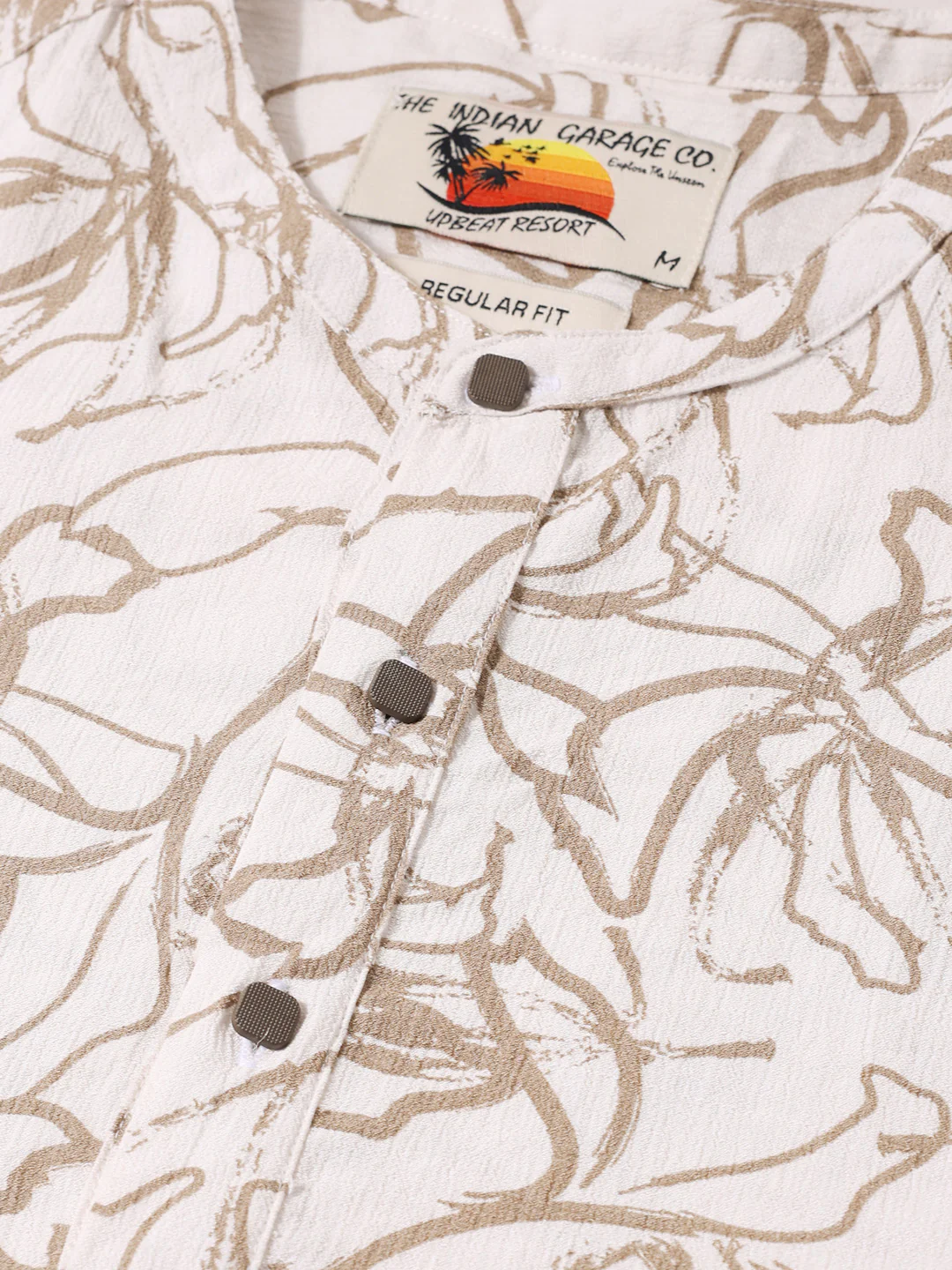 Men's Olive Regular Fit Printed Casual Shirts - Image 3
