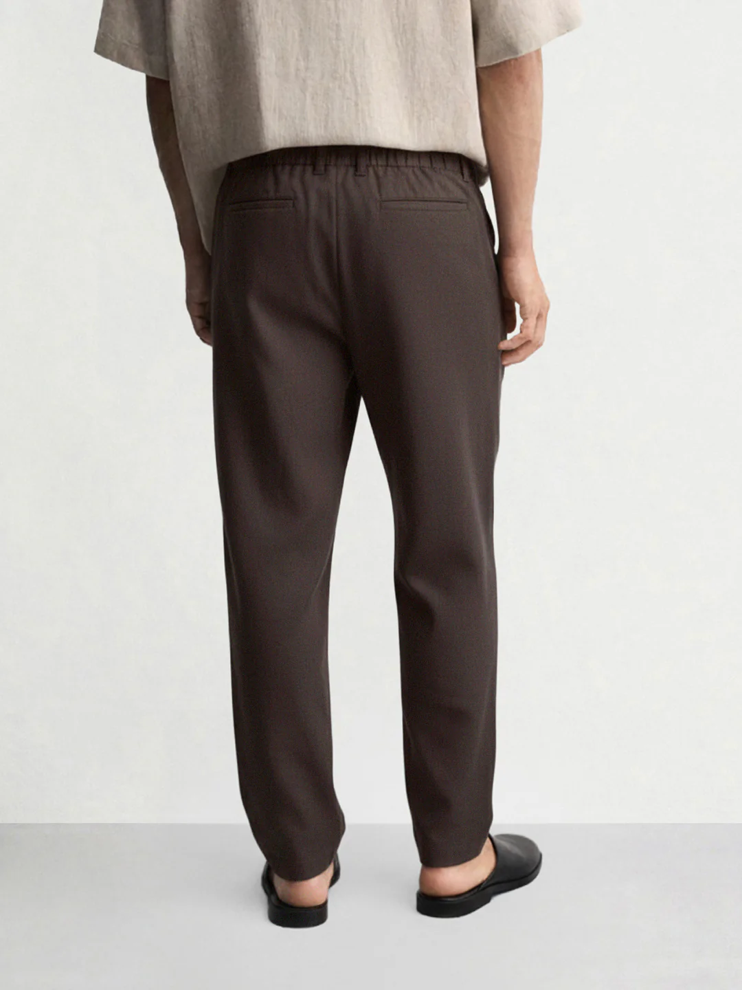 Men's Olive Regular Fit Solid Casual Trousers - Image 2