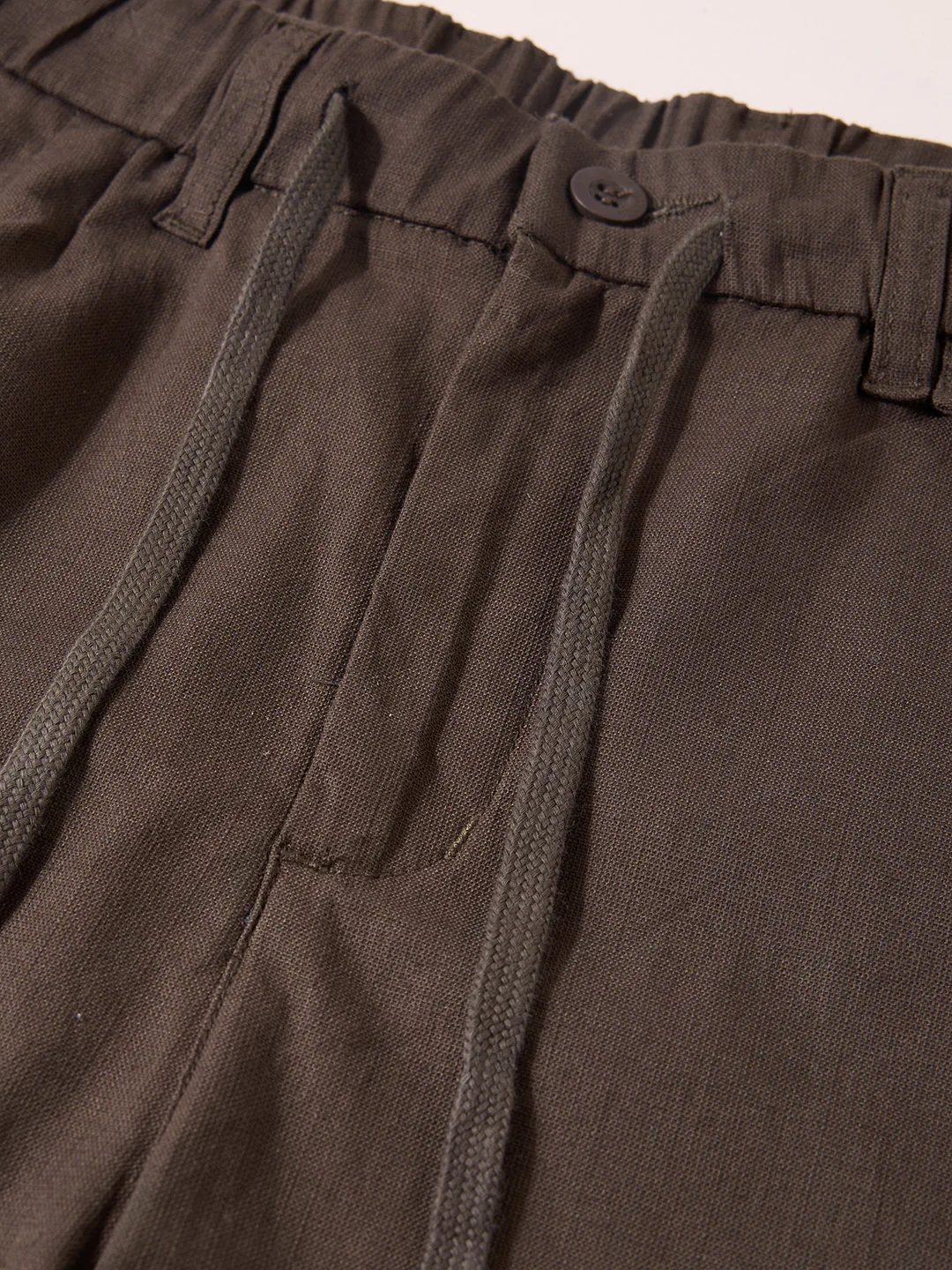 Men's Olive Regular Fit Solid Casual Trousers - Image 7