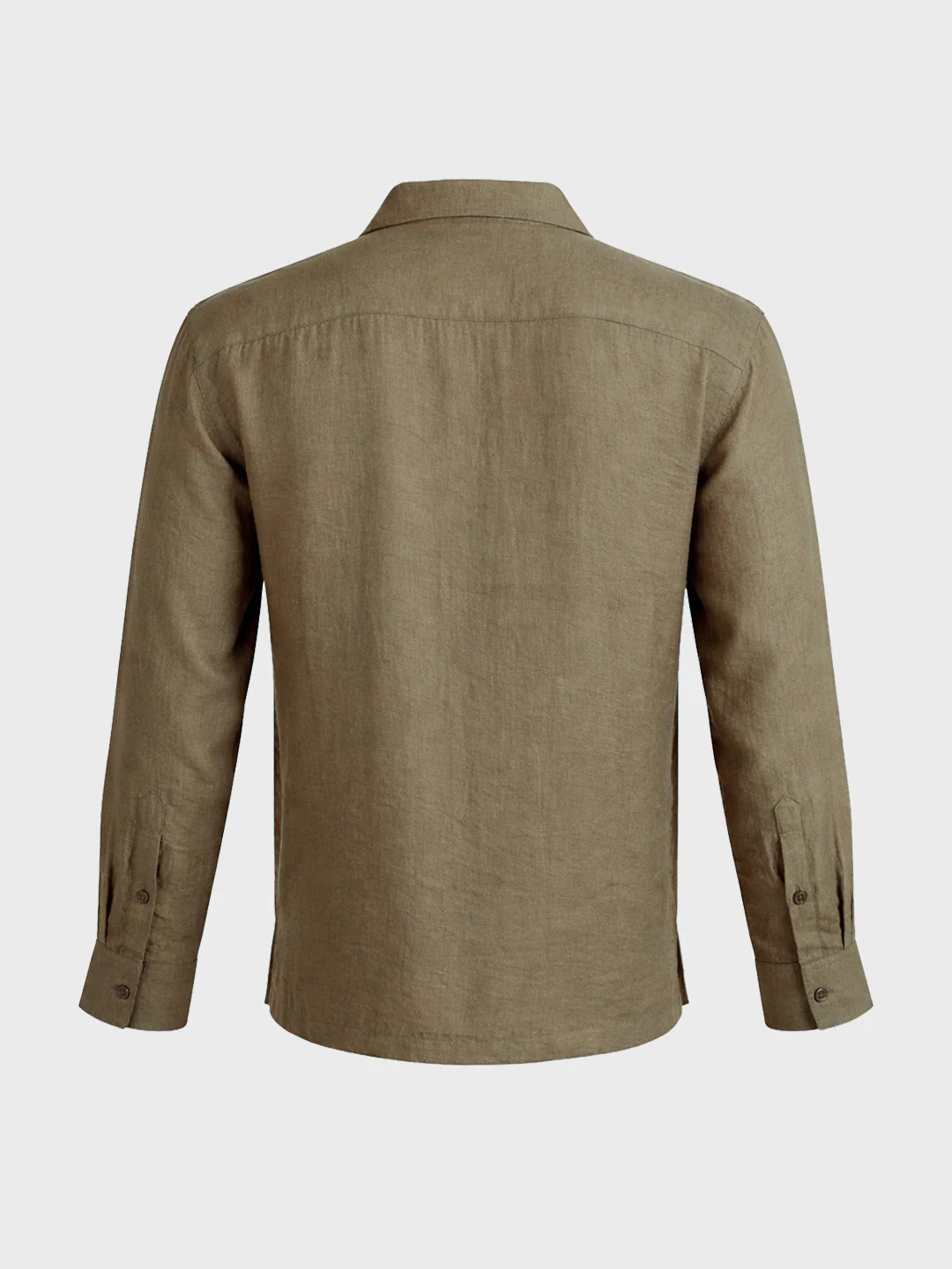 Men's Olive Relaxed Fit Embroidered Casual Shirt - Image 6