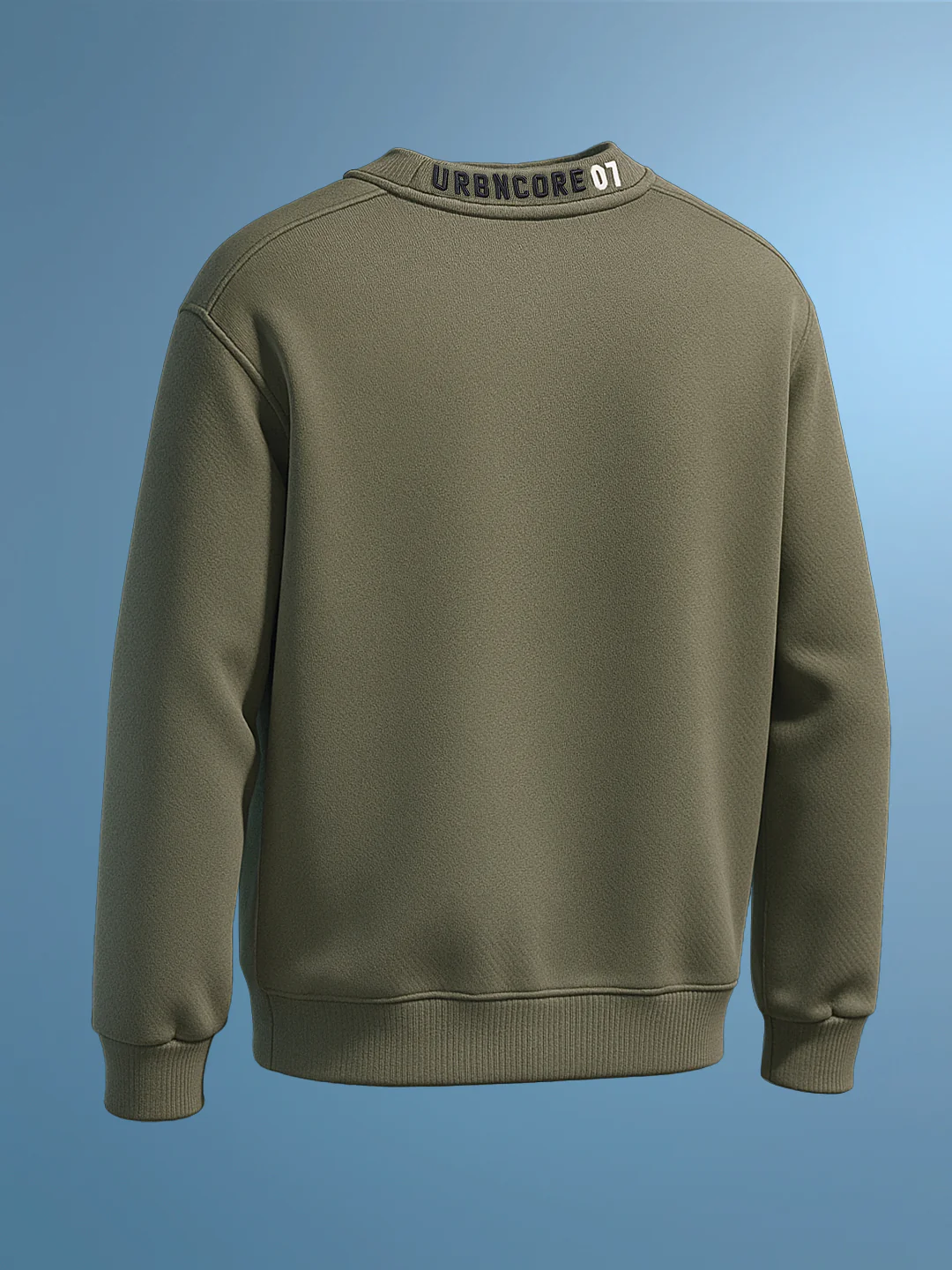 Men's Olive Relaxed Fit Embroided Casual Sweatshirt - Image 2
