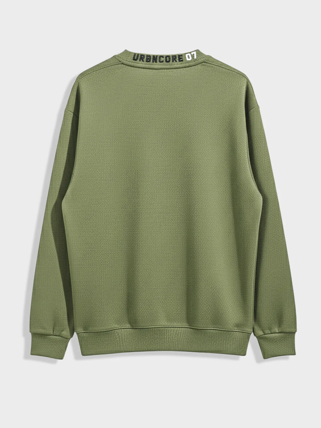 Men's Olive Relaxed Fit Embroided Casual Sweatshirt - Image 4