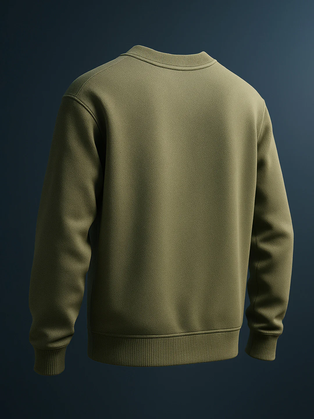 Men's Olive Relaxed Fit Embroided Casual Sweatshirt - Image 2